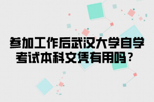 参加工作后武汉大学自学考试本科文凭有用吗？