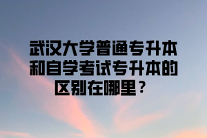 武汉大学普通专升本和自学考试专升本的区别在哪里？