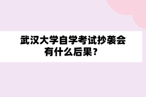 武汉大学自学考试抄袭会有什么后果？