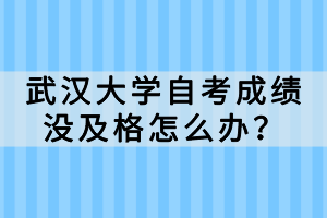 武汉大学自考成绩没及格怎么办？